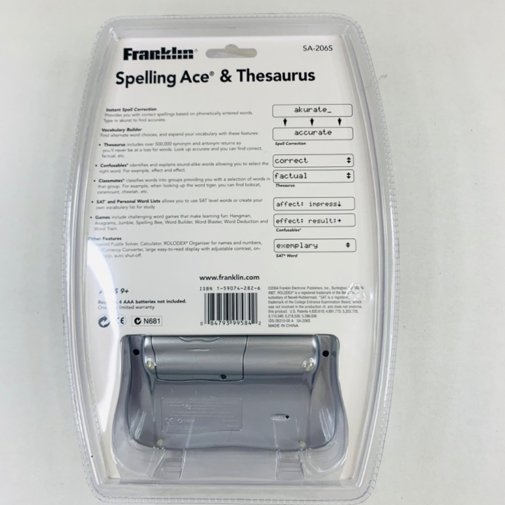 Franklin tech electronics school Spelling Ace & Thesaurus/ Model SA-206S silver - Picture 4 of 15